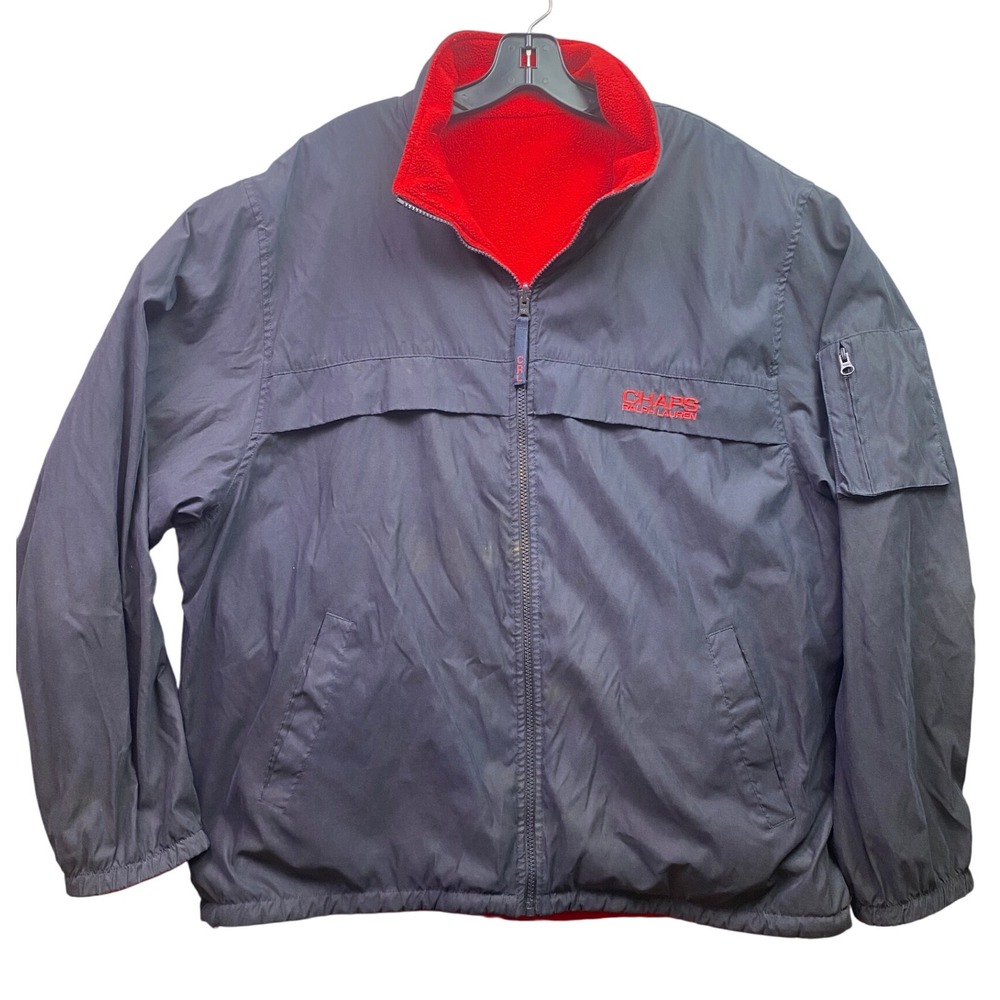 Chaps Ralph Lauren Jacket Mens 2XL Reversible Full Zip Fleece Lined Outdoors‎